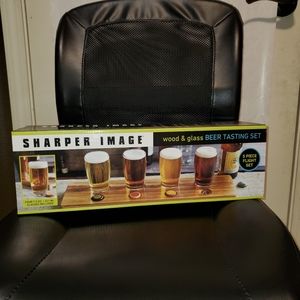 Wood & glass beer tasting set